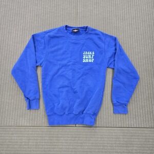 Jacks Surf Shop Sweater Women Size XS Blue Fleece California Graphic‎ Crewneck